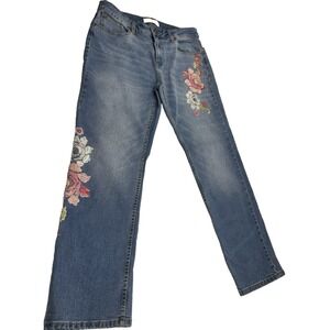 NWT Dittos Jeans embroidery denim floral Boho Romantic Size 14
